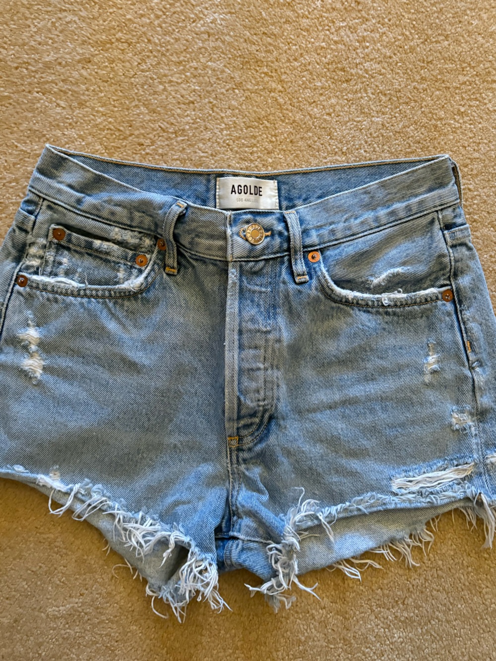 Agolde Light Wash Denim Shorts